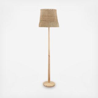 Wood Floor Lamp with Hand-Knit Hemp Rope Shade