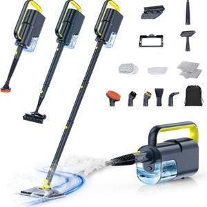 LABIGO 10-in-1 Steam Mop with Detachable Handheld Steamer, 350ml Tank, 10s Heat-Up, 248°F Steam Cleaner, 2-Level Control and Swivel Head for Floors, Carpets, Tiles, BBQ grill Multi-Surface Dark Grey