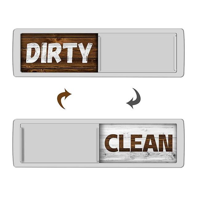 KitchenTour Dishwasher Magnet Clean Dirty Sign Indicator, Clean Dirty Magnet for Dishwasher, Easy to Read Dishwasher Sign Super Strong Magnet with Stickers for Kitchen Organization - Brown Wood