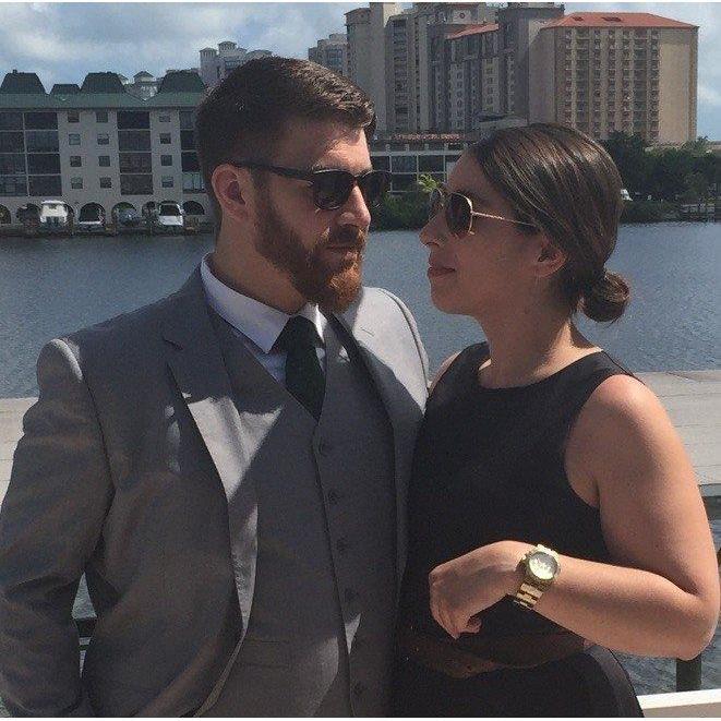 Celebrating the love of Chelsea and Andy in Florida. Eric cleans up very, very nice.
