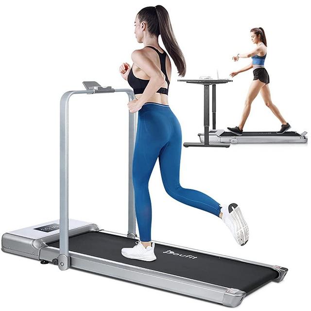 Foldable Treadmill for Home Use, Doufit 2 in 1 Under Desk Treadmill for Small Spaces, Indoor Electric Workout Walking Jogging Exercise Machine with Remote Control