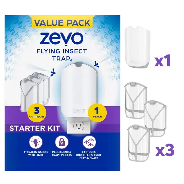Zevo Flying Insect Trap & 3 Cartridge Starter Kit