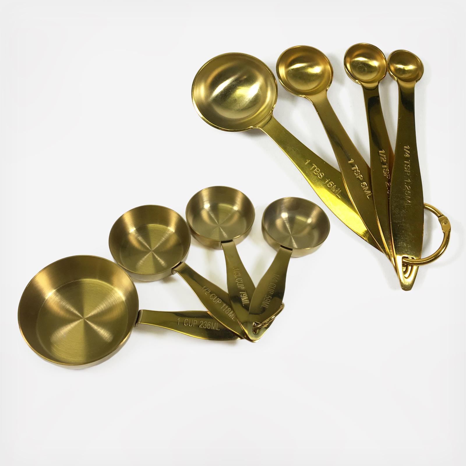 Maison Plus Gold Measuring Cups & Spoons Set, Stainless Steel on