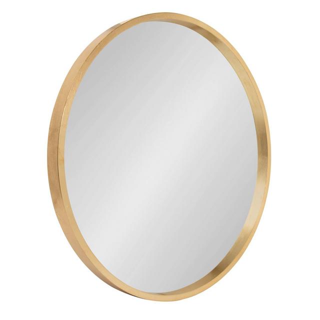 21.6" Travis Round Wood Accent Wall Mirror Gold - Kate and Laurel