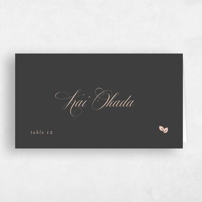 Dark Charcoal, Black Wedding Place Card - Thorn Vegetarian