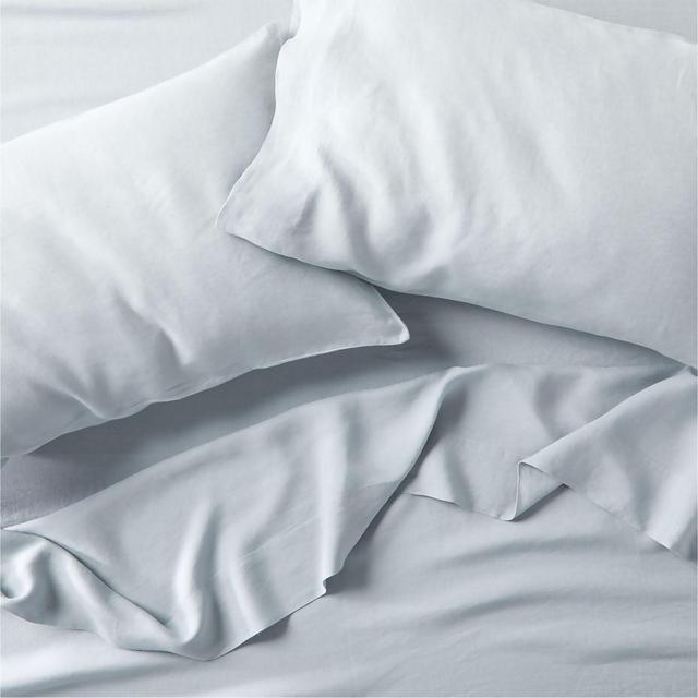 European Flax ®-Certified Linen Mist Blue Queen Bed Sheet Set