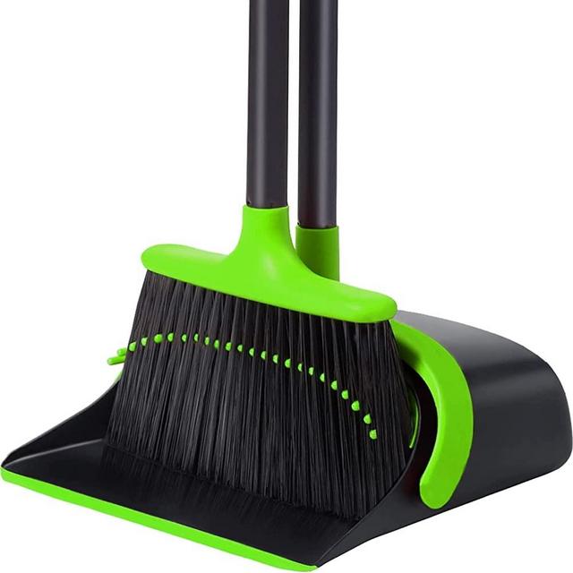 Broom and Dustpan Set, Broom and Dustpan Set for Home, Dustpan with 52" Long Handle Broom Combo Set, Standing Dustpan and Broom Set for Home Kitchen Room Office Lobby Floor Cleaning