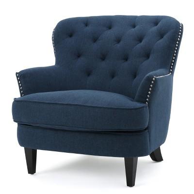 Tafton Tufted Club Chair - Dark Blue - Christopher Knight Home