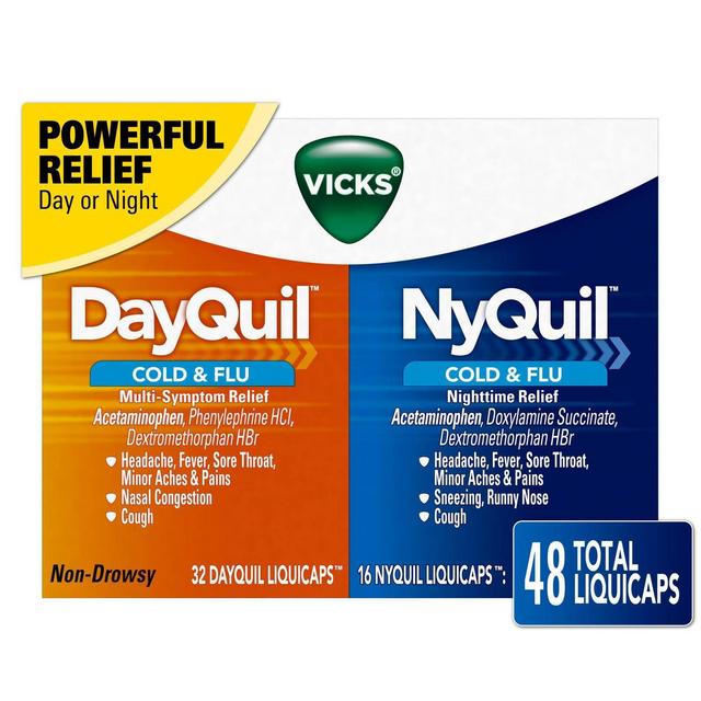 Vicks DayQuil and NyQuil Cold & Flu Multi-Symptom Relief LiquiCaps - Acetaminophen - 48ct