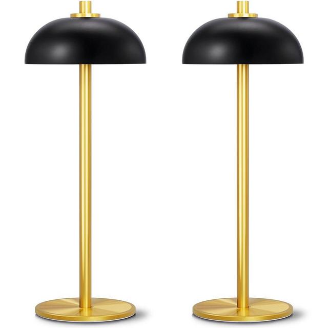 Rechargeable Cordless Table Lamp 2 Pack - 5000mAh Battery Powered Lamp, 3 Color Stepless Dimming LED Table Light with Memory Function, for outdoor, Dinner, Patio, Home, Restaurant.(Black and Gold)