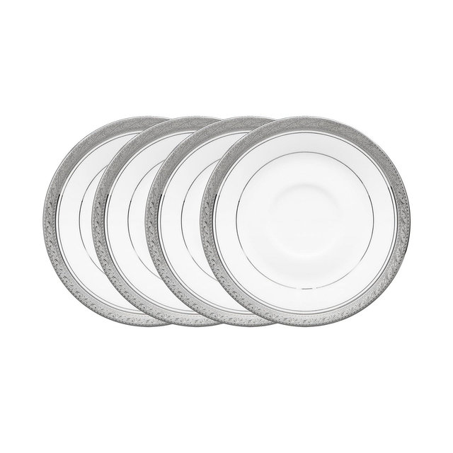 Noritake Crestwood Platinum Set of 4 Saucers, Service For 4
