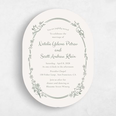 Beige Oval Wedding Invitation - Harper Portrait