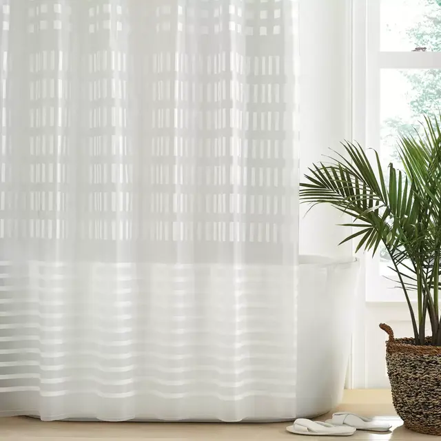 Simply Essential™ Geo-Block 72-Inch x 86-Inch PEVA Shower Curtain in White