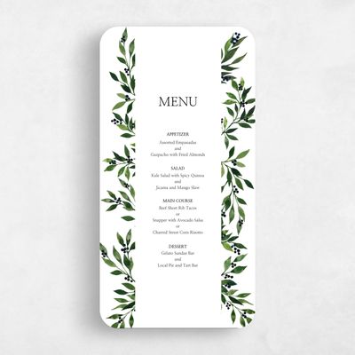 White Rounded Wedding Menu - Gingerwood