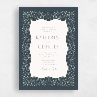 Blue Wedding Invitation - Siofra Portrait