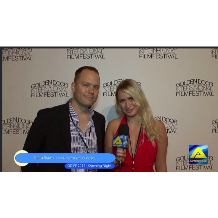 Being interviewed together at the Red Carpet during Golden Door International Film Festival the fall of 2018.