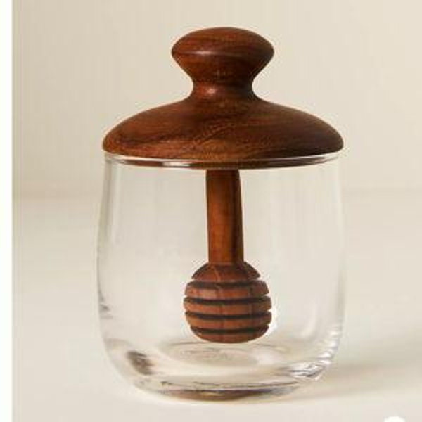 Teak Wood Honey Pot