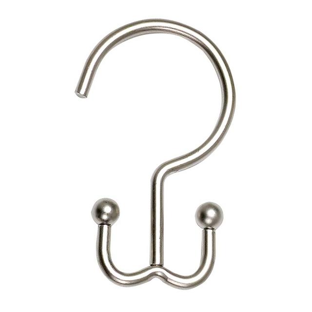 Zenna Home NeverRust Rustproof Aluminum Double, Set of 12, Nickel Shower Curtain Hooks