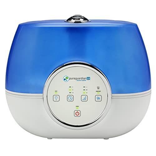 Pure Guardian H4810AR Ultrasonic Warm and Cool Mist Humidifier, 120 Hrs. Run Time, 2 Gal. Tank, 600 Sq. Ft. Coverage, Large Rooms, Quiet, Filter Free, Treated Tank Resists Mold, Essential Oil Tray