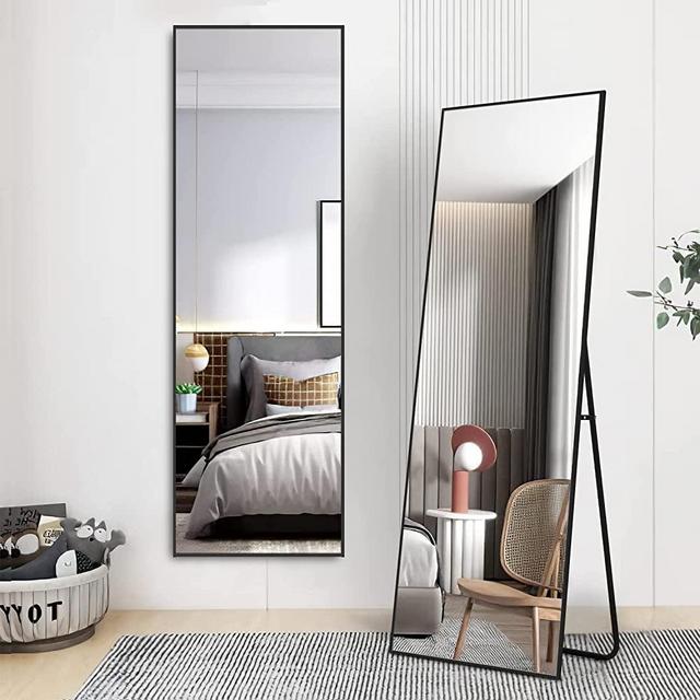 NicBex Full Length Mirror, 59x16 Aluminum Alloy Frame Large Wall Mirror, Vanity Mirror, Bedroom Mirror, Dressing Mirror, Living Room Mirror,Black