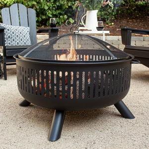 allen + roth 31.5-in W Steel Round Portable Wood-Burning Fire Pit
