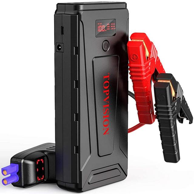 Battery Starter for Car, TOPVISION 2200A Peak 20800mAh Portable Car Power Pack with USB Quick Charge 3.0 (Up to 7.0L Gas or 6.5L Diesel Engine), 12V Portable Battery Booster