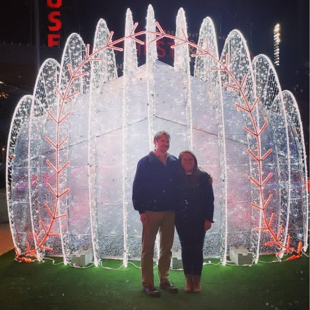 Christmas baseball display outside SunTrust Park in December