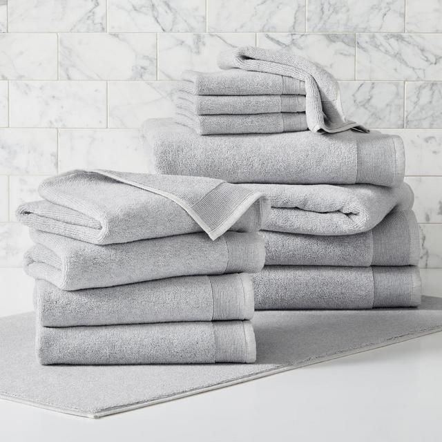 Organic Luxe FibroSoft Towel, Set of 13, Gray Sky Melange