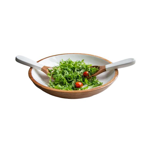 Jeanne Fitz Wood and Collection Large Salad Bowl Servers, Set of 3