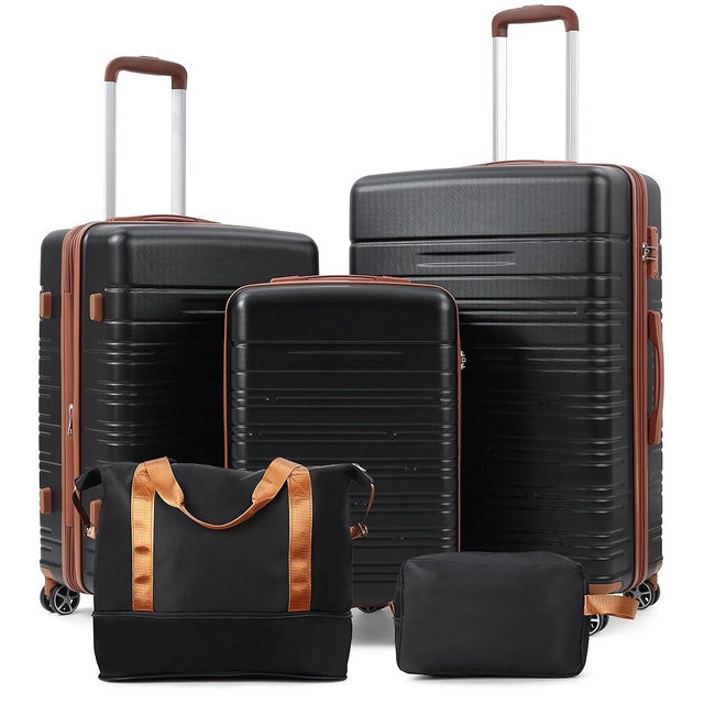 Reljofum 5 Piece Luggage Sets with Spinner Wheels, Womens Luggage Sets Carry on Bag Set, Hardside Carry On Suitcase Sets with Tsa Locks Duffel Bag