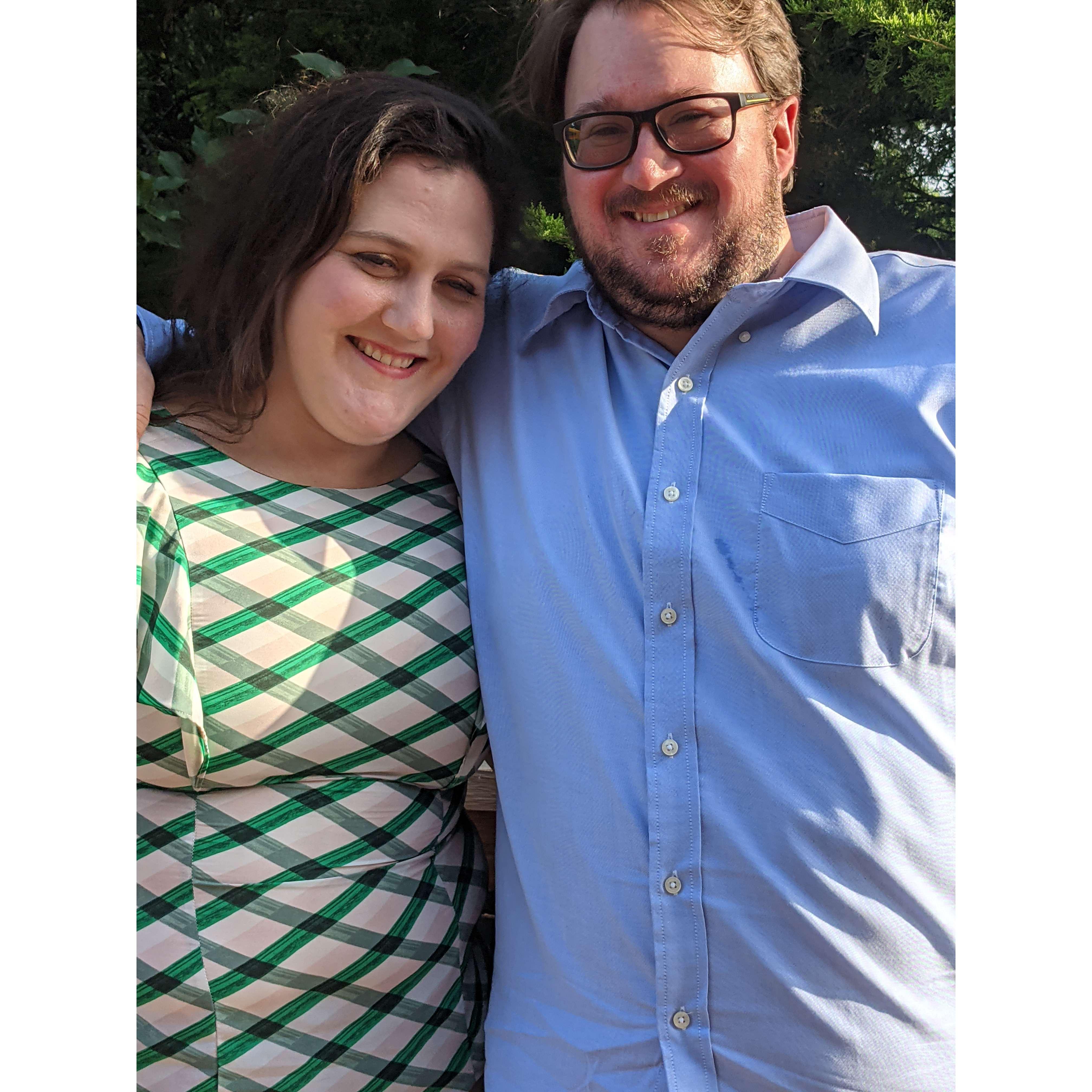 Friend snapped a photo of us at our first wedding together