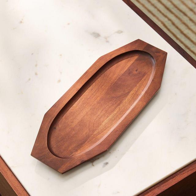 Ivy Wood Tray, Long Tray, Dark Walnut, 20in