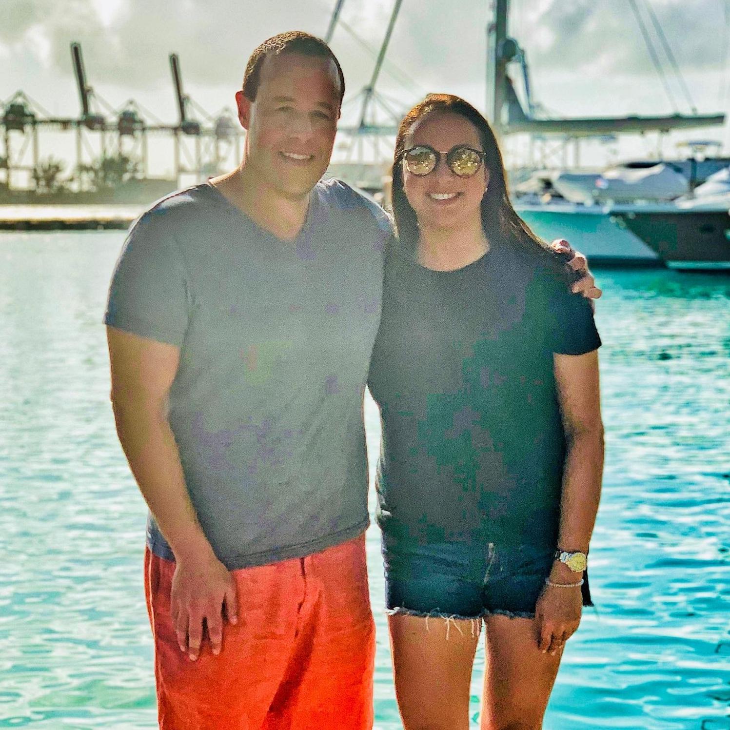 When Brian realized he had no pics with Jenn in a "Miami Setting" he pulled over by a marina in South Beach and had a random person take this