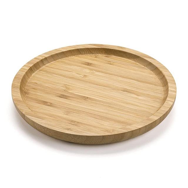 Round Bamboo Tray, Wood Plates, Wooden Serving Platter, Charcuterie Serving Board for Dinning / Coffee Table, 7.9 inch