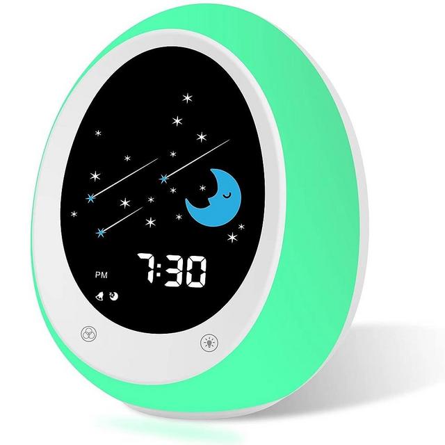 BUTTING Kids Alarm Clock, Toddler Sleep Training Clock with Sun & Moon, Sound Machine, Night Light, Time to Wake Alarm Clock for Children