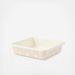 Rosy Check Square Steel Baking Pan