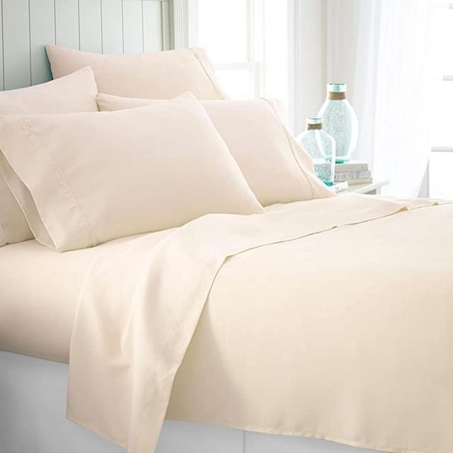 ienjoy Home 6 Piece Bed Sheet Set, Queen, Ivory