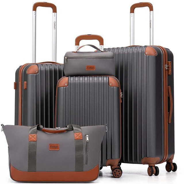Cosbarn Luggage Sets 5 Piece Suitcases with Wheels, Suitcase Set ABS Hard Case Luggage with TSA Lock Spinner Wheels Durable Travel Luggage