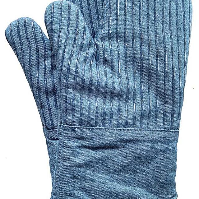 Big Red House Oven Mitts, with The Heat Resistance of Silicone and Flexibility of Cotton, Recycled Cotton Infill, Terrycloth Lining, 480 F Heat Resistant Pair Blue Denim