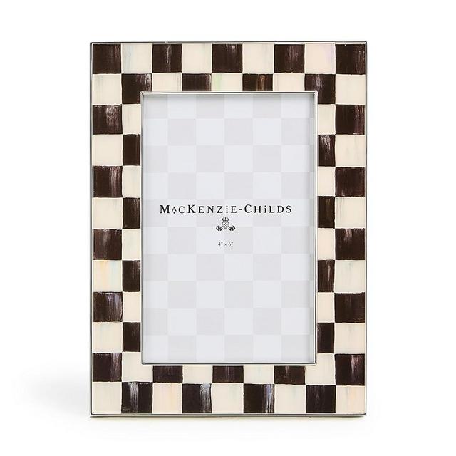 MACKENZIE-CHILDS Silver-Plated 4" x 6" Frame, Cute Tabletop Decor, Black-and-White Courtly Check