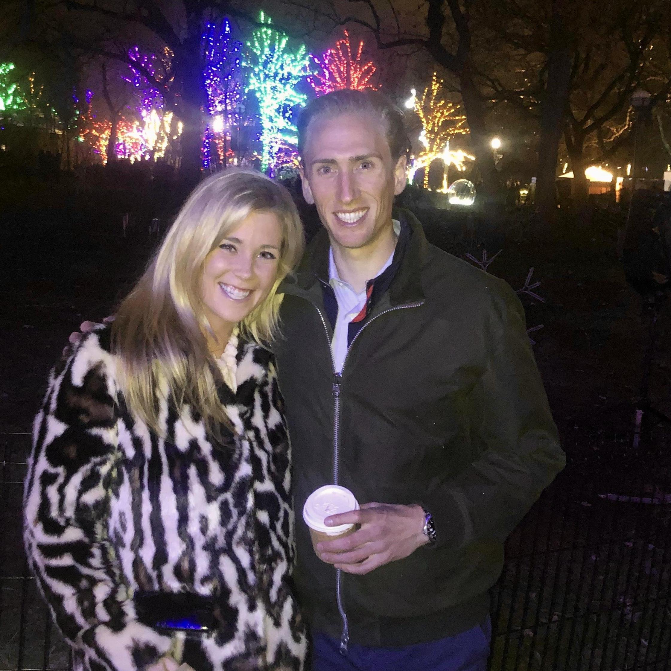 Our first official photo together at the Zoo Lights in Chicago in December 2019