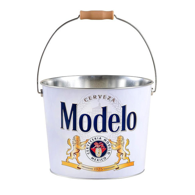 The Tin Box Company Modelo Beverage Bucket with Wire Handle Modelo (433317-12), White