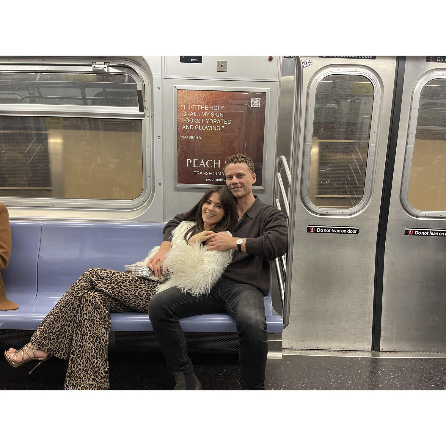 Our first picture together, on the way to Abba night