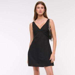 Women's V-Neck Linen-Blend Mini Dress | Women's New Arrivals | Abercrombie.com