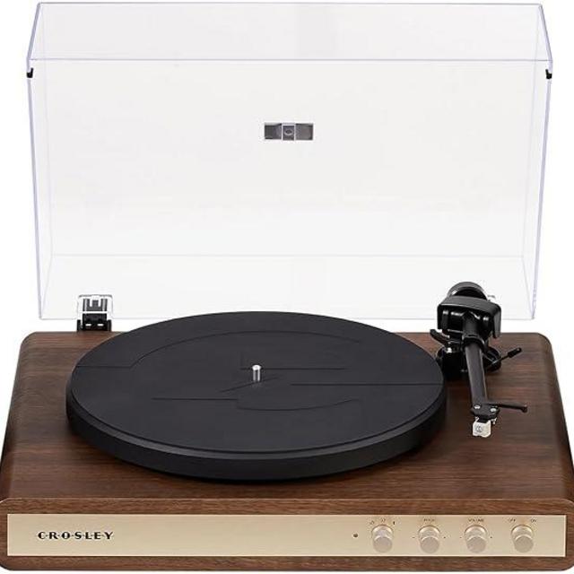 Crosley C65A-WAGL 2-Speed Vinyl Record Player Turntable with 50W Speakers, Moving Magnet Audio-Technica Cartridge, Bluetooth Receiver, Walnut