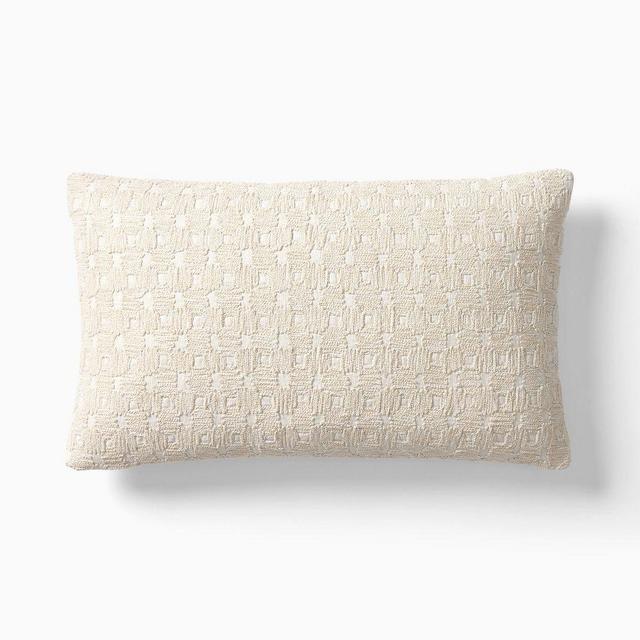 Corded Clover Pillow Cover, 12x21, Alabaster