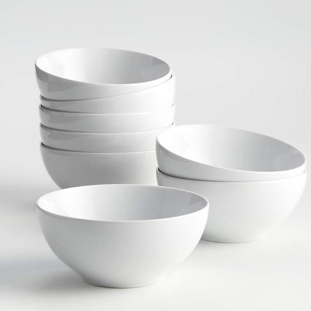 Aspen 6.25" Porcelain Cereal Bowls, Set of 8