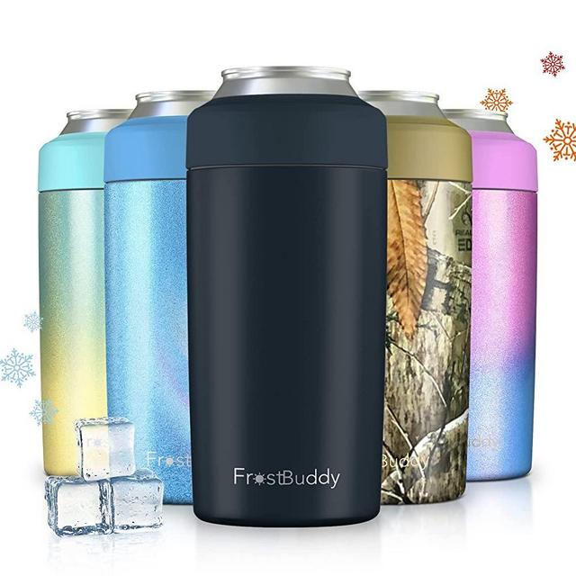 Frost Buddy Universal 2.0 5 Sizes in 1 Insulated Can Cooler, Stainless Steel Can Cooler for 12 oz & 16 oz Regular or Slim Cans & Bottles, Navy