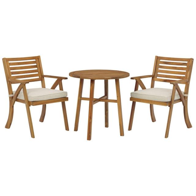 3pc Vallerie Chairs with Cushion and Table Set Brown - Signature Design by Ashley