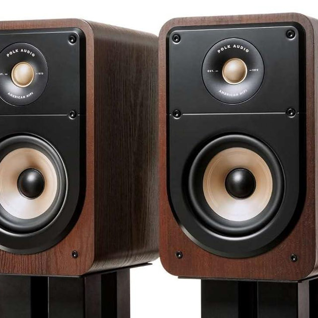 Polk Signature Elite ES15 Surround Sound Speakers - Hi-Res Audio Certified, Dolby Atmos & DTS:X Compatible, 1" Tweeter & 4" Woofer, Power Port Technology for Bass (Pair, Contemporary Walnut)